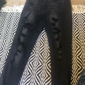 S8 AE Black Distressed Skinny Jeans